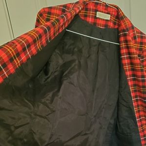 Vintage Pastille Red Plaid Wool Coat